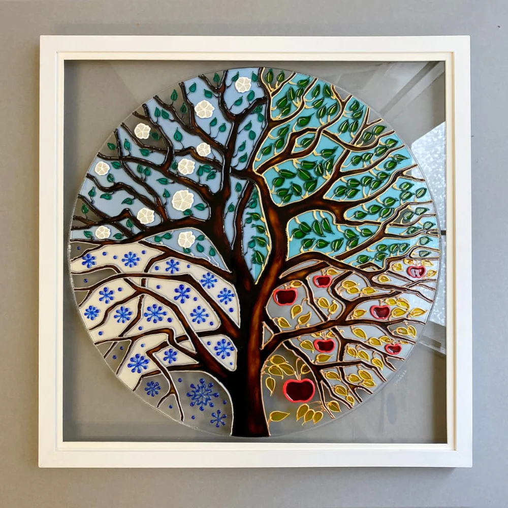 Polished Multicolor Stained Glass Painting